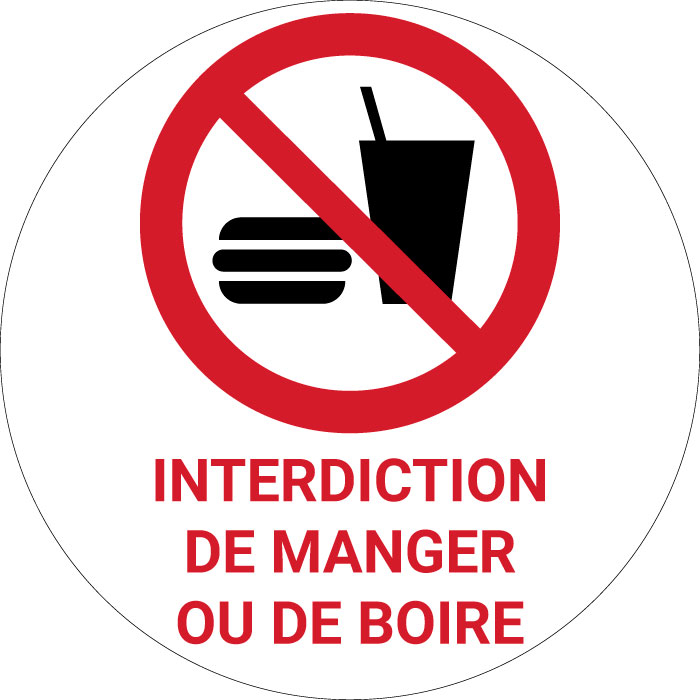 Panneau Pictogramme Interdiction De Manger Ou De Boire