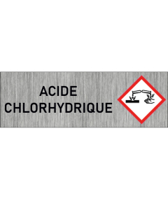 "Plaque de Sécurité Acide Chlorhydrique - Signalétique Corrosive en Aluminium Brossé avec Symboles de Mise en Garde"