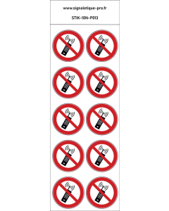 Panneau Interdiction d'activer des téléphones mobiles 10N