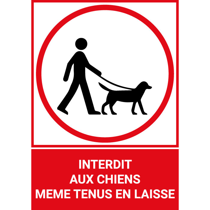 Panneau chien tenu en laisse