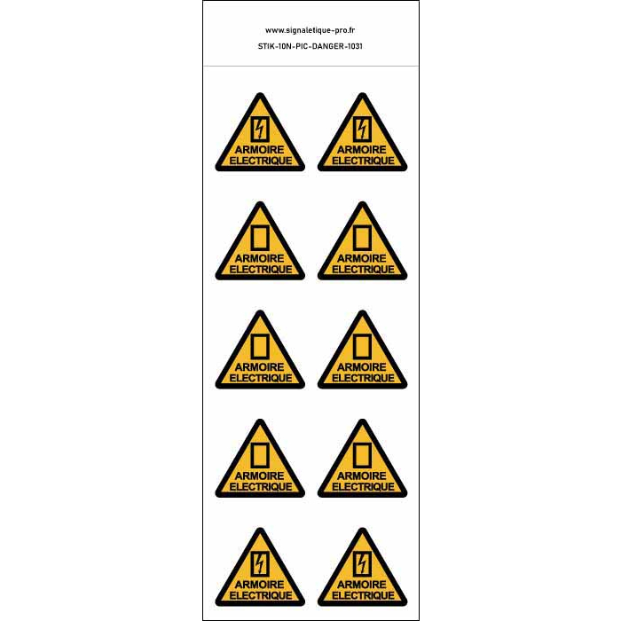 Lot de 10 Etiquettes avertissement électrique - 75x105mm 