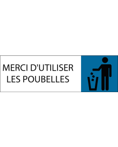 Plaque de porte classique Merci d'utiliser les poubelles