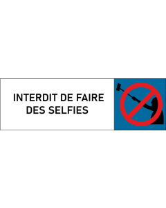 Plaque de porte classique Interdit de faire des Selfies