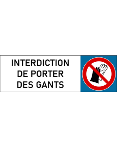 Plaque de porte classique Interdiction de porter des gants