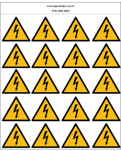 Autocollants Électricité - W012 norme iso 7010 – par Lot de 20