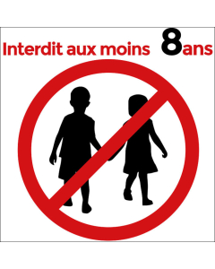 Pictogramme interdit aux moins 8 ans 