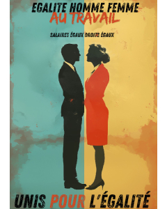 Affiche prévention égalité homme femme - style années 60