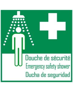 Pictogramme Douche de Sécurité Multilingue - Signalisation Tri-langue FR/EN/ES