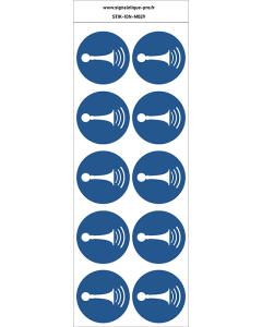 Autocollants Klaxon - M029 norme iso 7010 – par Lot de 10
