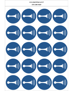 Autocollants Klaxon - M029 norme iso 7010 – par Lot de 20