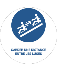 Panneau pictogramme Garder une distance entre les luges
