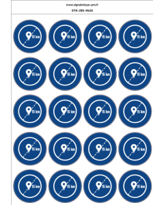 Autocollants  Autorisation de circuler jusqu'à 15km autour du domicile - M403 norme iso 7010 – par Lot de 20