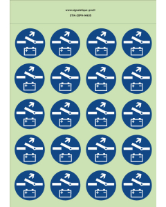 Autocollants photoluminescents Coupe circuit obligatoire  -M405  norme iso 7010 – par Lot de 20
