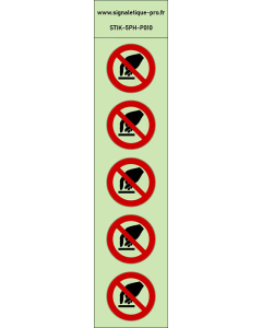 Autocollants photoluminescents Interdiction de toucher 5Ph