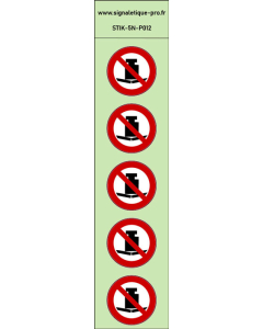 Autocollants photoluminescents Charge lourde interdite 5Ph