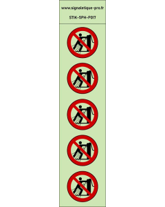 Autocollants photoluminescents Interdiction de pousser 5Ph