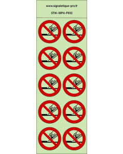 Autocollants photoluminescents Ne pas utiliser pour la rectification plane  10Ph