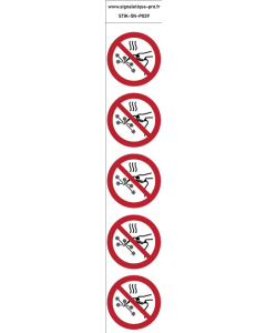 Autocollants Travaux à chaud interdits - P039 norme iso 7010 – par Lot de 5