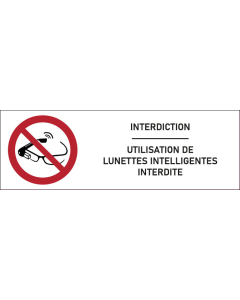 Signalétique Utilisation de lunettes intelligentes interdite