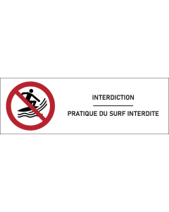 Signalétique Pratique du surf interdite