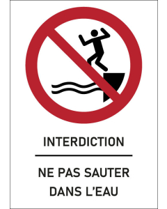 Panneau Ne pas sauter dans l’eau