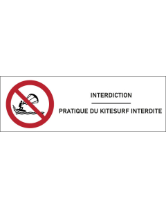 Signalétique Pratique du kitesurf interdite