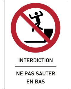 Panneau Ne pas sauter en bas