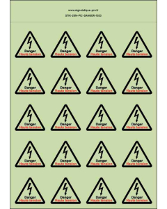 Panneau Autocollants photoluminescents Danger de mort haute tension – 20Ph
