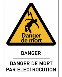 Panneau Danger de mort par électrocution format A