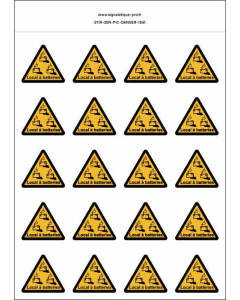 Panneau Autocollants Danger local à batteries – 20N