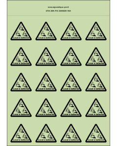 Panneau Autocollants photoluminescents Danger local à batteries – 20Ph