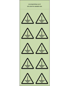 Panneau Autocollants photoluminescents Danger mis à la terre – 10Ph