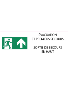 Signalétique évacuation Sortie de secours vers le haut - format rectangle