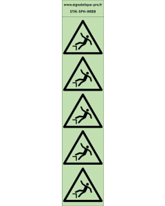 Autocollants photoluminescents  Chute avec dénivellation 5Ph