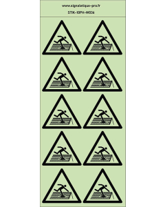 Autocollants photoluminescents toit fragile 10Ph