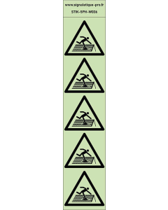 Autocollants photoluminescents toit fragile 5Ph