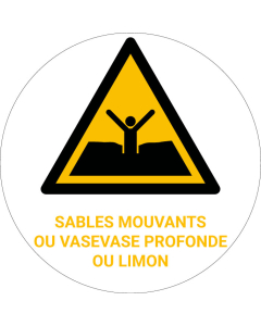 Panneau pictogramme Sables mouvants ou vase profonde ou limon