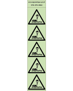 Autocollants photoluminescents Parachutes ascensionnels  5Ph