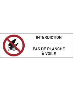 Signalétique interdiction de planche à voile 