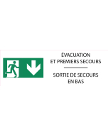 Signalétique évacuation Sortie de secours vers le bas - format rectangle