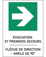 Pictogramme de Danger : Flèche de direction angle de 90° référence norme ISO 7010 - E008-A