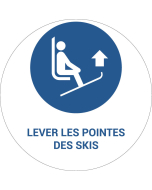 Panneau pictogramme Lever les pointes des skis
