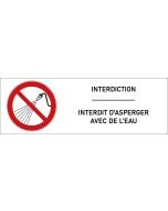 Signalétique interdit d'asperger avec de l'eau