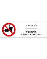 Signalétique interdiction de manger ou de boire