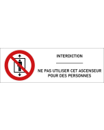 Signalétique interdiction d' utiliser l'ascenseur pour des personnes - format rectangle