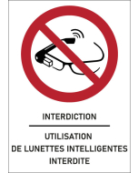 Panneau Utilisation de lunettes intelligentes interdite