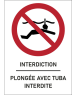 Panneau Plongée avec tuba interdite