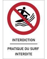 Panneau Pratique du surf interdite