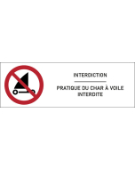 Signalétique  Pratique du char à voile interdite