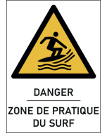 Panneau Zone de pratique du surf 